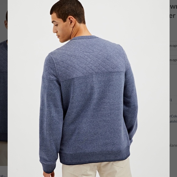 Ben Sherman QUILTED FLEECE CREWNECK SWEATSHIRT - blue medium nwot - Picture 5 of 8